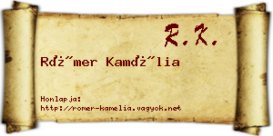 Römer Kamélia névjegykártya